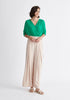 Paisie Draped Wrap Jersey Top in Green